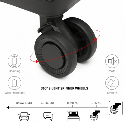 K2393L - British Traveller 4 Pcs Set Spinner Hard Shell PP Suitcase With TSA Lock And Vanity Case - Black