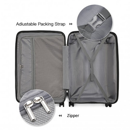 K2393L - British Traveller 4 Pcs Set Spinner Hard Shell PP Suitcase With TSA Lock And Vanity Case - Black