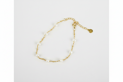 Beaded Chain Link Pearl Bracelet