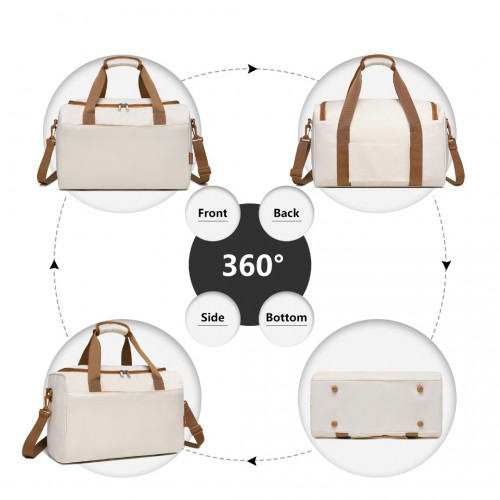 Kono ABS 20 Inch Sculpted Horizontal Design 2 Piece Suitcase Set With Cabin Bag - Cream