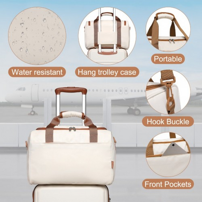 Kono ABS 20 Inch Sculpted Horizontal Design 2 Piece Suitcase Set With Cabin Bag - Cream