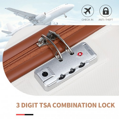 Kono ABS 20 Inch Sculpted Horizontal Design 2 Piece Suitcase Set With Cabin Bag - Cream