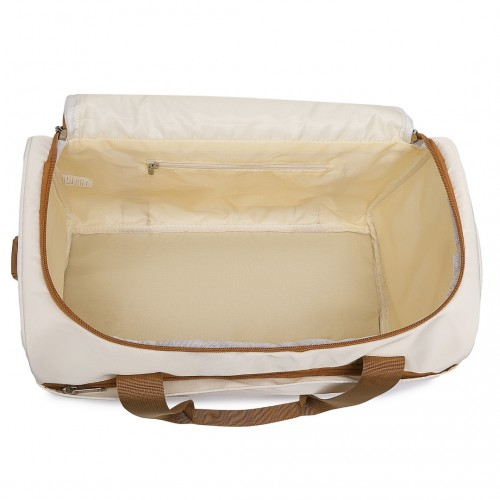 Kono ABS 20 Inch Sculpted Horizontal Design 2 Piece Suitcase Set With Cabin Bag - Cream