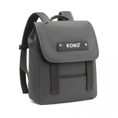 Kono Water-resistant Flap Backpack - Stylish & Durable Grey PVC Coated Bag