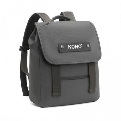 Kono Water-resistant Flap Backpack - Stylish & Durable Grey PVC Coated Bag