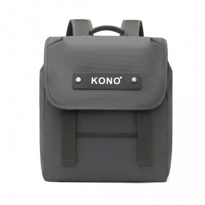 Kono Water-resistant Flap Backpack - Stylish & Durable Grey PVC Coated Bag