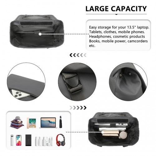 Kono Water-resistant Flap Backpack - Stylish & Durable Grey PVC Coated Bag