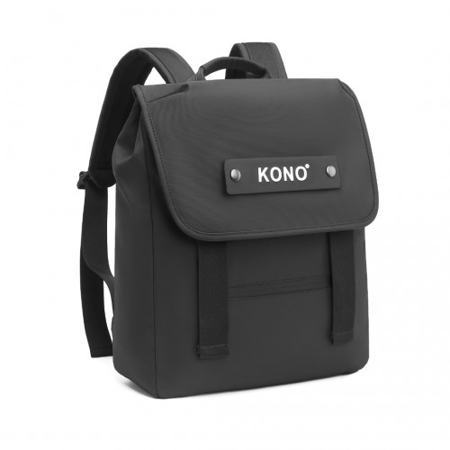 Kono PVC Coated Water-resistant Flap Backpack - Black | Streamlined & Innovative Design