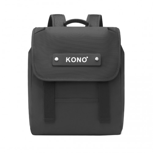 Kono PVC Coated Water-resistant Flap Backpack - Black | Streamlined & Innovative Design