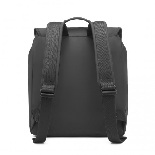 Kono PVC Coated Water-resistant Flap Backpack - Black | Streamlined & Innovative Design