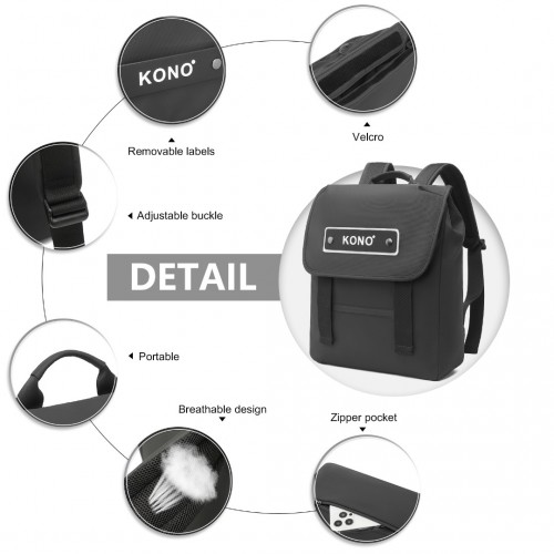 Kono PVC Coated Water-resistant Flap Backpack - Black | Streamlined & Innovative Design
