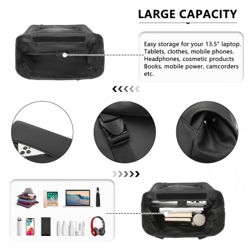 Kono PVC Coated Water-resistant Flap Backpack - Black | Streamlined & Innovative Design