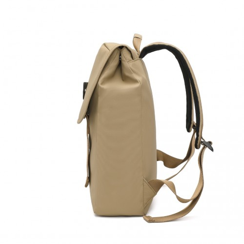 Kono Khaki PVC Coated Water-Resistant Flap Backpack - Innovative, Streamlined Design