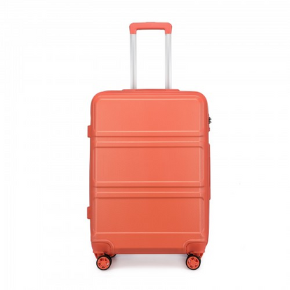 K1871-1L - Kono ABS Sculpted Horizontal Design 4 Pcs Suitcase Set With Vanity Case - Coral