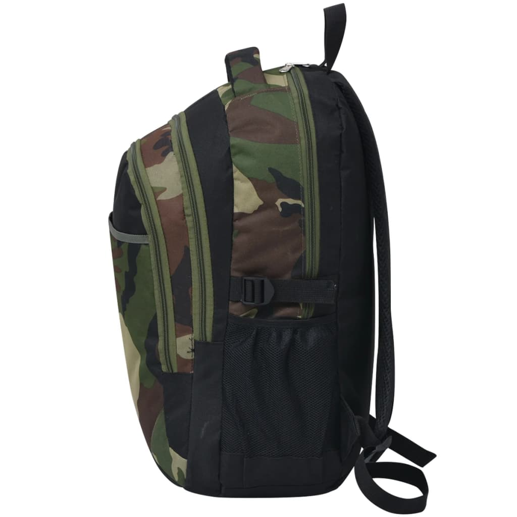 vidaXL School Backpack 40L - Black and Camouflage | Durable, Water-Repellent, Spacious