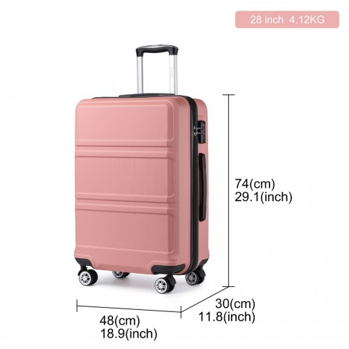 K1871-1L - Kono ABS 28 Inch Sculpted Horizontal Design Suitcase - Nude