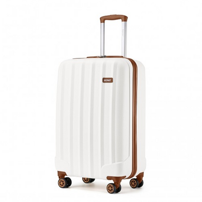 Kono 19 Inch Cabin Size Luggage - Cream, ABS+PC Hard Shell, Vertical Stripes - Ideal Carry-On