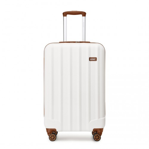 Kono 19 Inch Cabin Size Luggage - Cream, ABS+PC Hard Shell, Vertical Stripes - Ideal Carry-On