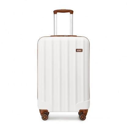 Kono 19 Inch Cabin Size Luggage - Cream, ABS+PC Hard Shell, Vertical Stripes - Ideal Carry-On