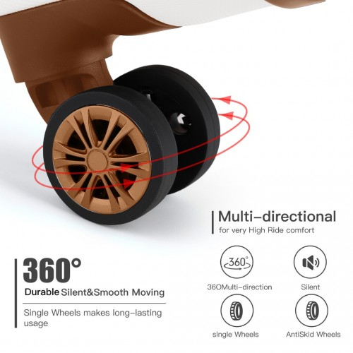 Kono 19 Inch Cabin Size Luggage - Cream, ABS+PC Hard Shell, Vertical Stripes - Ideal Carry-On