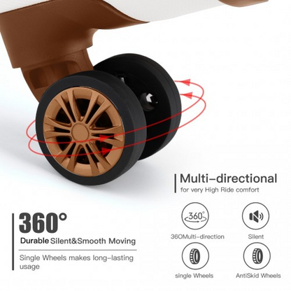 Kono 19 Inch Cabin Size Luggage - Cream, ABS+PC Hard Shell, Vertical Stripes - Ideal Carry-On