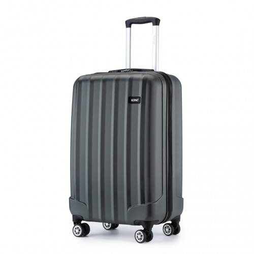 Kono 19 Inch Cabin Size ABS Hard Shell Luggage with Vertical Stripes - Ideal Carry-On Suitcase in Grey