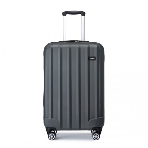 Kono 19 Inch Cabin Size ABS Hard Shell Luggage with Vertical Stripes - Ideal Carry-On Suitcase in Grey