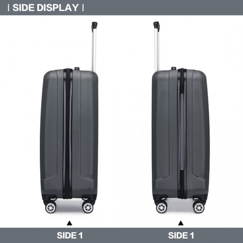 Kono 19 Inch Cabin Size ABS Hard Shell Luggage with Vertical Stripes - Ideal Carry-On Suitcase in Grey