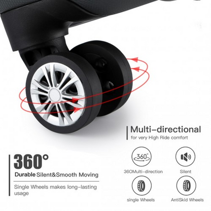 Kono 19 Inch Cabin Size ABS Hard Shell Luggage with Vertical Stripes - Ideal Carry-On Suitcase in Grey