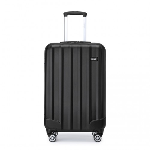 Kono 19 Inch Cabin Size ABS Hard Shell Luggage with Vertical Stripes - Ideal for Carry-On - Black