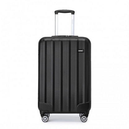 Kono 19 Inch Cabin Size ABS Hard Shell Luggage with Vertical Stripes - Ideal for Carry-On - Black