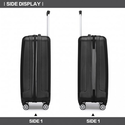 Kono 19 Inch Cabin Size ABS Hard Shell Luggage with Vertical Stripes - Ideal for Carry-On - Black