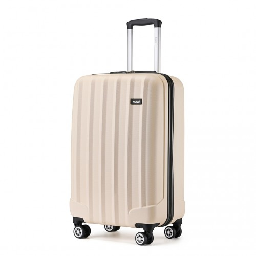 Kono 19 Inch Cabin Size Hard Shell Luggage - ABS+PC, Vertical Stripes, Carry-On, Beige