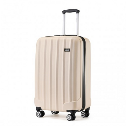 Kono 19 Inch Cabin Size Hard Shell Luggage - ABS+PC, Vertical Stripes, Carry-On, Beige