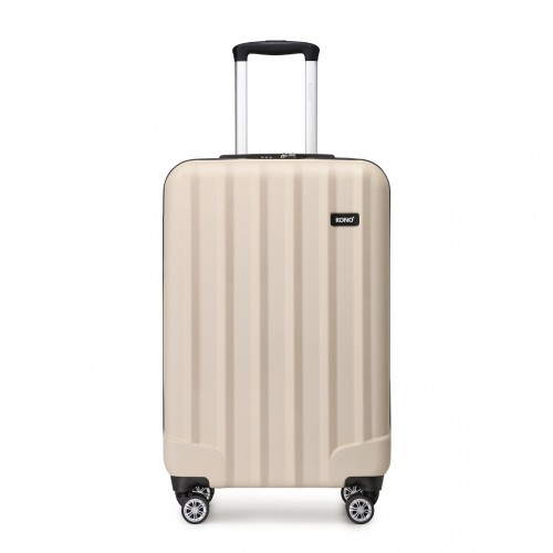 Kono 19 Inch Cabin Size Hard Shell Luggage - ABS+PC, Vertical Stripes, Carry-On, Beige