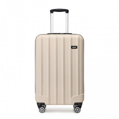 Kono 19 Inch Cabin Size Hard Shell Luggage - ABS+PC, Vertical Stripes, Carry-On, Beige
