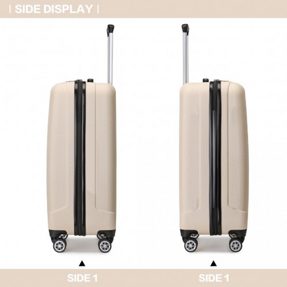 Kono 19 Inch Cabin Size Hard Shell Luggage - ABS+PC, Vertical Stripes, Carry-On, Beige
