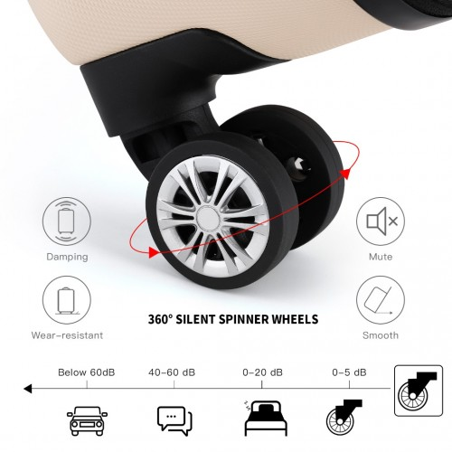 Kono 19 Inch Cabin Size Hard Shell Luggage - ABS+PC, Vertical Stripes, Carry-On, Beige