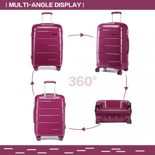 KONO 20 Inch Purple Cabin Size Hard Shell Suitcase - Lightweight & Durable