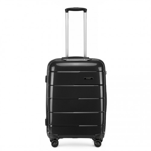 KONO 20 Inch Cabin Size Hard Shell PP Suitcase - Black | Premium Quality | TSA Accepted Lock | 360° Swivel Wheels
