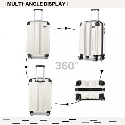Kono 19 Inch ABS Lightweight Compact Hard Shell Cabin Suitcase - Beige