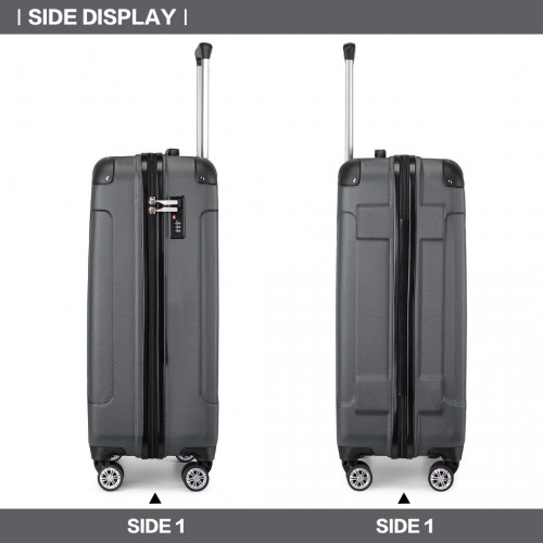 Kono 19 Inch ABS Lightweight Compact Hard Shell Cabin Suitcase Travel Carry-On Luggage - Grey