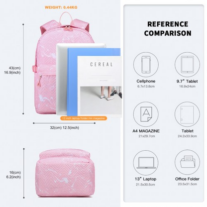 Kono Water-Resistant School Backpack With Secure Laptop Compartment - Pink