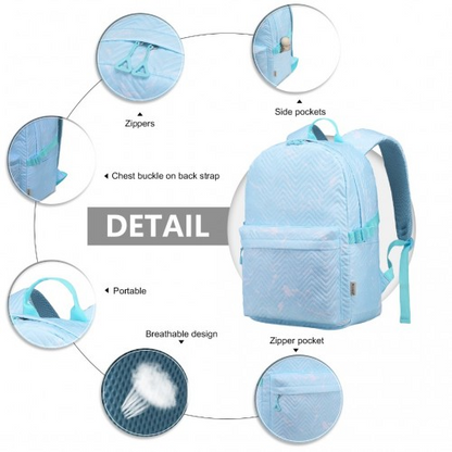 Kono Water-Resistant School Backpack with Secure Laptop Compartment - Blue, 15.4 Inch Laptop Sleeve, Spacious & Stylish for Commuting and Travel