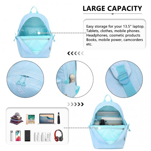 Kono Water-Resistant School Backpack with Secure Laptop Compartment - Blue, 15.4 Inch Laptop Sleeve, Spacious & Stylish for Commuting and Travel