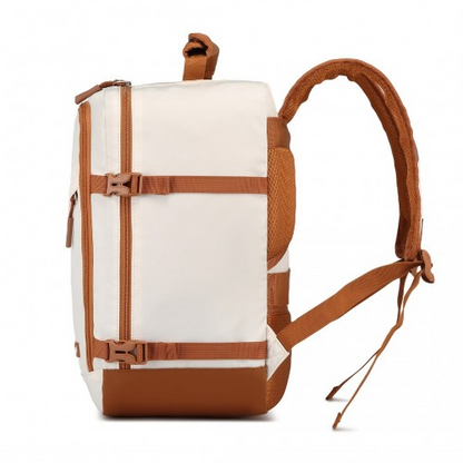 Kono Lightweight Cabin Bag - Water-Resistant Travel Business Backpack - Beige & Brown