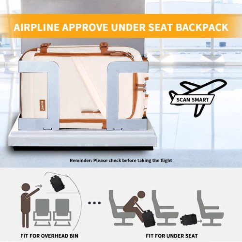 Kono Lightweight Cabin Bag - Water-Resistant Travel Business Backpack - Beige & Brown