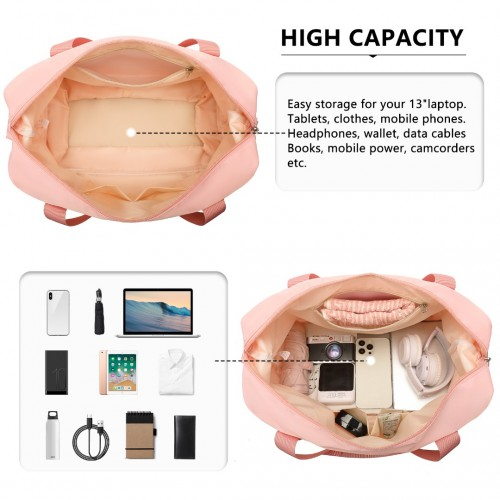 K1871-1L+EA2212 - Kono ABS 4 Wheel Suitcase Set With Vanity Case And Weekend Bag And Toiletry Bag - Pink