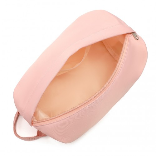 K1871-1L+EA2212 - Kono ABS 4 Wheel Suitcase Set With Vanity Case And Weekend Bag And Toiletry Bag - Pink