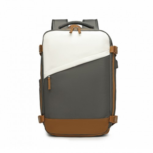 Water-Resistant Functional Backpack With Shoe Compartment And USB Charging Port - Grey